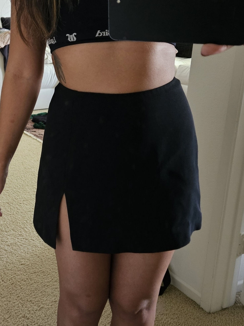 bebe Black High-Waist Mini Skirt with Back Zip